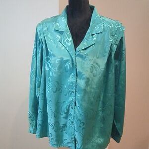 Chic Teal Patterned Blouse